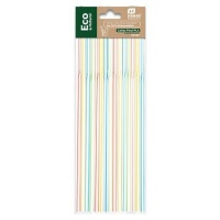 Pailles 21 cm PLA rayé flexible - Honest Green - 50 pcs.