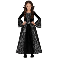 Costume de fille vampire argenté avec imprimé gothique