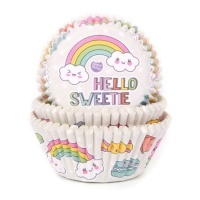 Capsules à cupcake nuage arc-en-ciel avec message - Maison de Marie - 50 pcs.