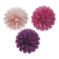 Galettes de fleurs à pompons 4,5 cm - Dekora - 12 pcs.