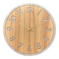 Horloge murale grise et bois 60 cm - DCasa