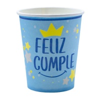 Coupes Happy Birthday bleu 9 x 8 cm - 10 unités