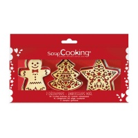 Cutters de Noël avec stamper - Scrapcooking - 3 pcs.