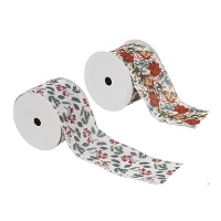 Ruban décoratif de Noël fleurs de 4 m - 1 unité