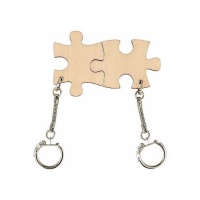 Porte-clés en bois 2 pièces de puzzle