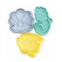 Cutters sirène avec éjecteur - Scrapcooking - 3 pcs.