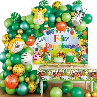 Kit de ballons jungle avec une bannière « Joyeux Anniversaire » - 100 unités