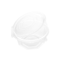 Récipient en plastique transparent de 750 ml avec couvercle rond à charnière - 2 pcs.