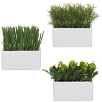 Plante artificielle avec pot rectangulaire blanc assorti 15 x 14 cm