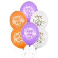 Ballons latex multicolores Happy Birthday 30 cm - PartyDeco - 50 unités