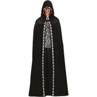 Cape effet velours avec capuche et crânes de 1,50 m
