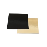 Base carrée pour gâteau 28 x 28 x 0,3 cm or et noir - Decora