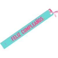 Bande Happy Birthday 150 x 10 cm fluorescente couleur menthe