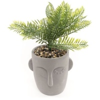Plante artificielle avec pot en béton 13 x 10,4 x 24 cm face pot en ciment