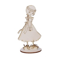 Figurine en bois de fille avec couronne de communion 22,5 x 11,7 cm - Artis decor