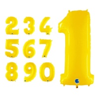 Ballon numéroté jaune fluo de 71 cm - Grabo