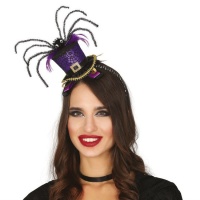 Serre-tête mini chapeau lilas avec chandelier et noeud