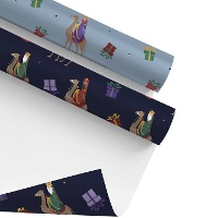 Papier cadeau bleu des Rois Mages de 2 x 0,70 m - 1 unité