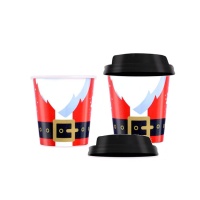 Ho Ho Ho Père Noël 120 ml gobelet en carton avec couvercle - 12 unités