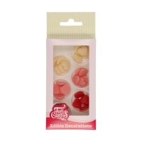 figurines de coeur en massepain blanc, rouge et rose, 1 cm - FunCakes - 30 unités