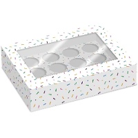 Boîte pour 12 cupcakes à confettis - 2 unités