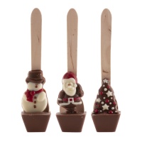 Assortiment de cuillères en chocolat de Noël de 40 gr - Dekora - 12 unités