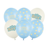 Its a boy latex balloons 30 cm - PartyDeco - 6 pcs.