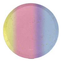 Assiettes rondes à dégradé pastel de 18 cm - 8 unités