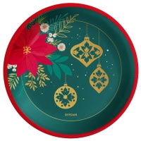 Assiettes de Noël avec fleurs et boules 23 cm - 6 unités