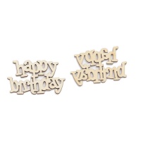 Figurines en bois Happy Birthday 9 cm - 2 unités