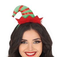 Bandeau bonnet d'elfe à rayures rouge et vert
