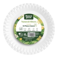Assiettes rondes en carton biodégradable blanc de 20 cm avec bordure - 10 pcs.