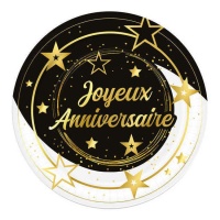 assiettes étoiles joyeux aniversaire - 6 pcs.