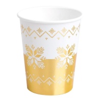 Tasses de Noël en broderie or 270 ml - 6 pcs.