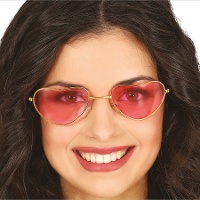 Lunettes de coeur roses avec bord doré