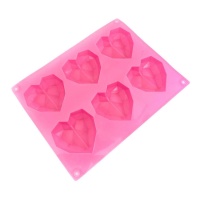 Moule en silicone Diamond Hearts 22 x 17 cm - Happy Sprinkles