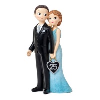 Figurine de mariés en argent 21 cm