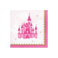 16,5 x 16,5 cm serviettes château de conte de fées - 16 pcs.