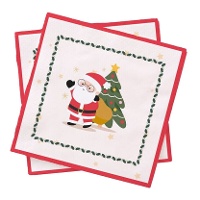 Serviettes de Père Noël rouge et blanc de 16,5 x 16,5 cm - 20 unités