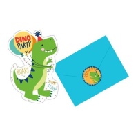 Invitations de fête Dino - 8 pièces