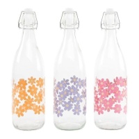 Bouteille de 1000 ml de fleurs colorées