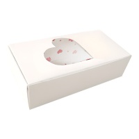Boîte à biscuits rectangulaire réversible avec des coeurs 18 x 9 cm - 1 pc.