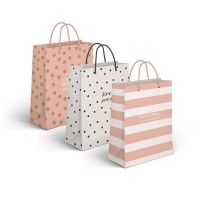 Sac cadeau 14 x 11,5 x 6,7 cm avec messages et couleurs assorties - 1 pc.