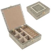 Boîte à bijoux avec compartiments et boîte à bagues champagne