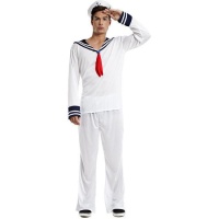Costume de marin de la marine avec ruban rouge pour hommes