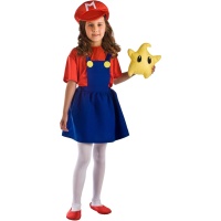 Costume de super plombier rouge et bleu pour filles