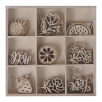 Figurines en bois découpées en forme de fruits - Décoration artistique - 45 pcs.