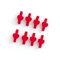 Pince à épiler en bois avec coeur rouge 3,5 cm - 8 pcs.