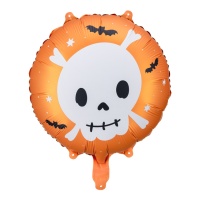 Ballon rond tête de mort et chauve-souris 45 cm - PartyDeco
