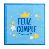 Serviettes de table Happy Birthday bleu 16,5 x 16,5 cm - 12 unités